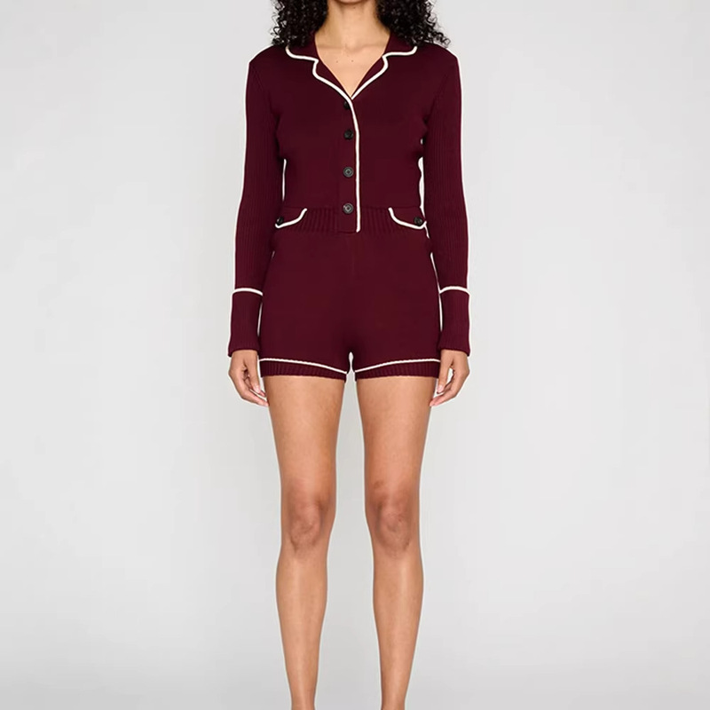 Shenzhen Nanyou Women's Red Knitted Jumpsuit 2025 Winter New Style High-End Light Luxury Niche Casual Sweater