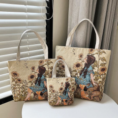 メーカー卸売り両面金糸刺繍布バッグ大容量マミーバッグ手提げショルダーバッグ民族風大容量バッグ
