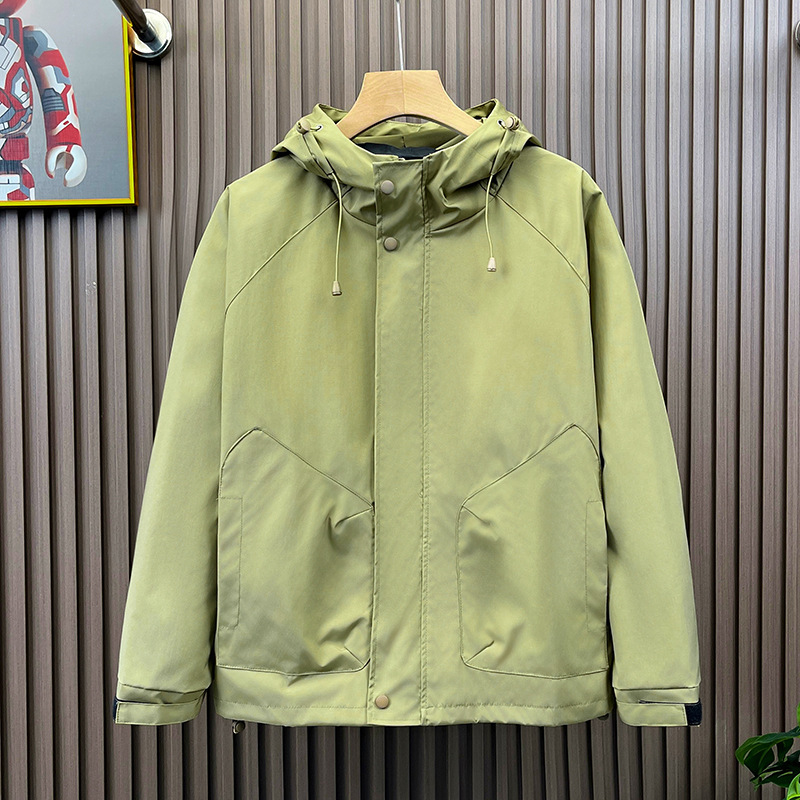 Chaqueta de primavera y otoño Chaqueta de hombre Chaqueta a prueba de viento Top de color sólido con capucha moda nueva moda casual suelta ropa de trabajo marea