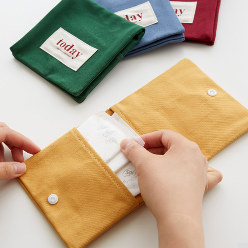 Canvas square sanitary napkin storage bag, lightweight portable women's sanitary napkin storage bag, small item storage bag