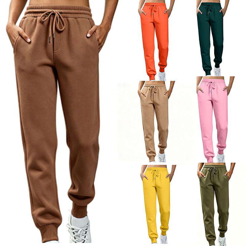 Cross-Border Autumn and Winter Fleece Women's Sweatpants, Solid Color Jogger Pants, Loose Fit Sports Pants, Drawstring Tapered Pants, Athletic Long Pants Cross-Border Autumn and Winter Fleece Women's Sweatpants, Solid Color Jogger Pants, Loose Fit Sports Pants, Drawstring Tapered Pants, Athletic Long Pants