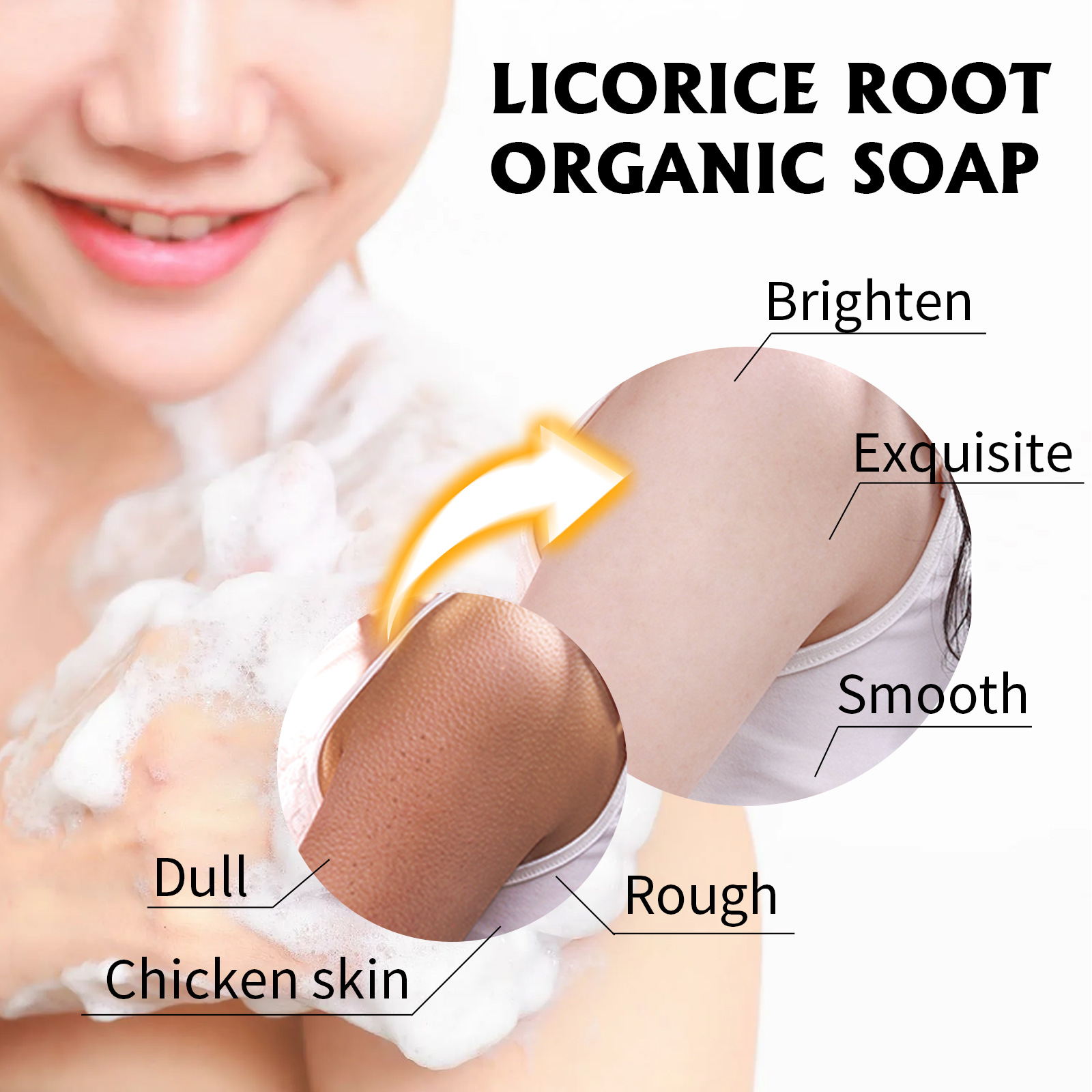 EELHOE licorice root whitening soap dilutes melanin in joints, cleanses and moisturizes skin, whitening soap_voghion.com