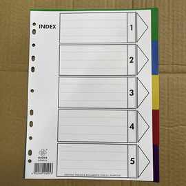 高的G005A分页纸5页塑料隔页纸11孔数字PP索引纸5彩色分类标签纸