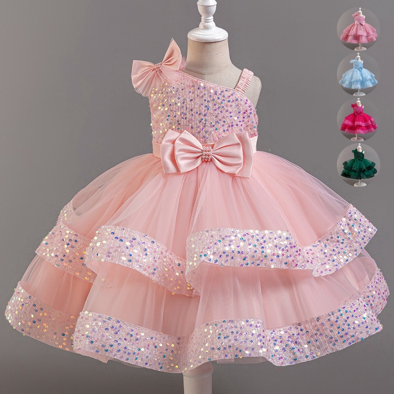 Children's Cross-Border Fluffy Birthday Party Sequin Wholesale Mesh Dress Evening Gown New Princess Performance Dress for Girls