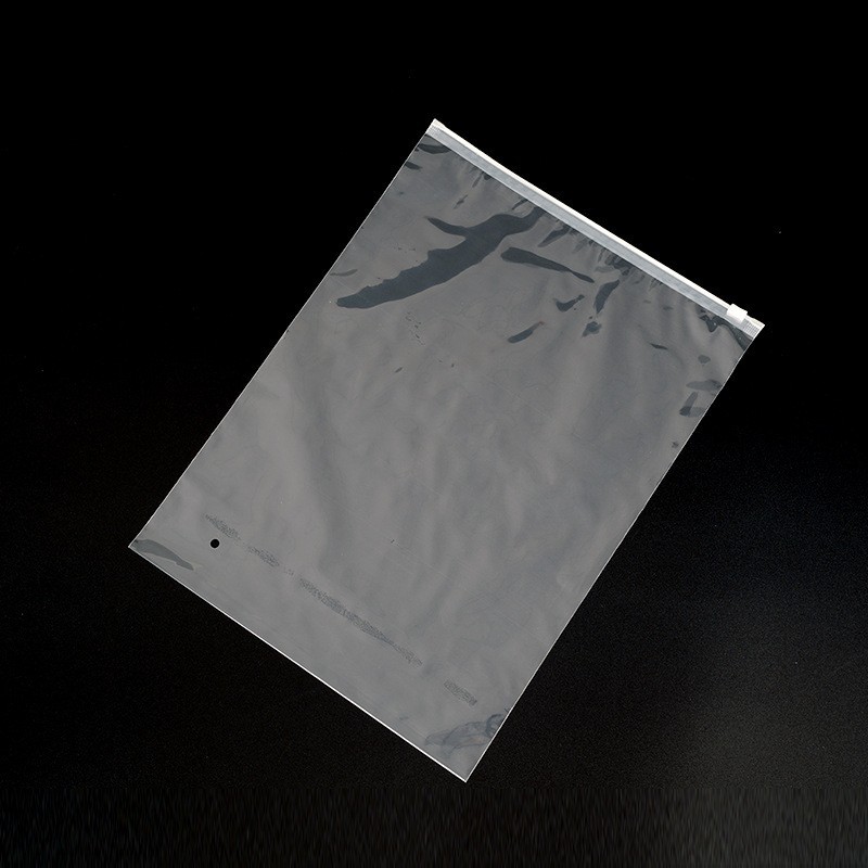 Bolsa de plástico transparente para ropa con cierre, estilo esmerilado, de alta gama, en stock con envío gratis, ideal para sudaderas, ropa interior, toallas, bolsa de embalaje de plástico PE.