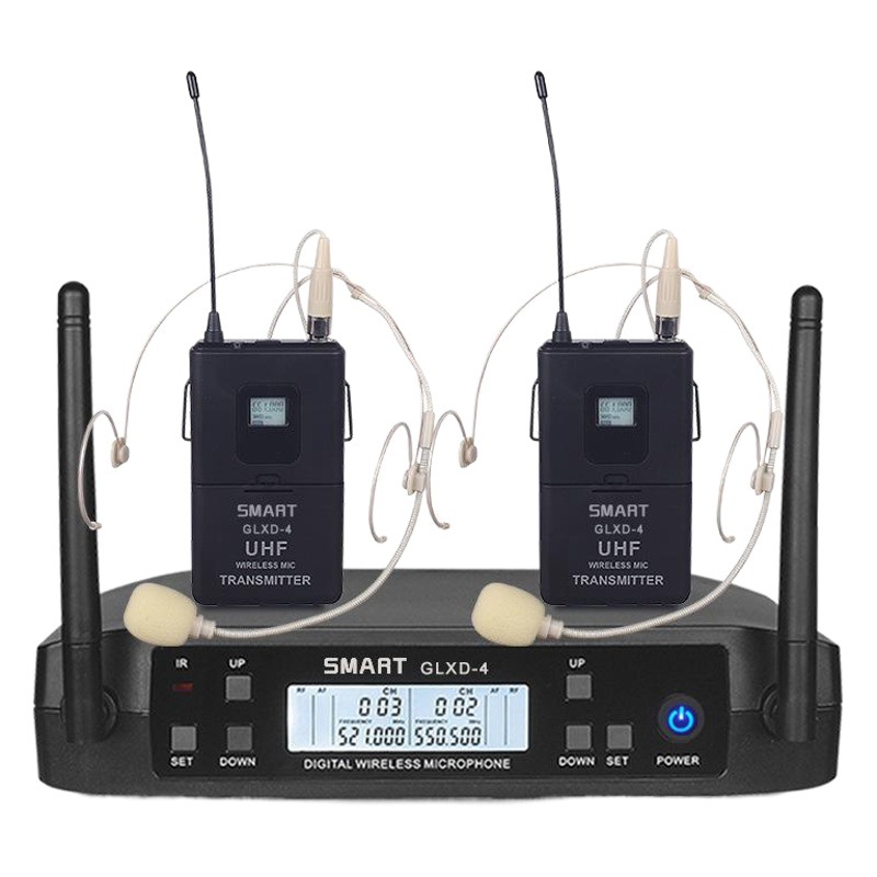 GLXD uno a dos hogar micrófono inalámbrico de segmento U FM micrófono móvil bobina al aire libre karaoke micrófono para discurso de la escuela