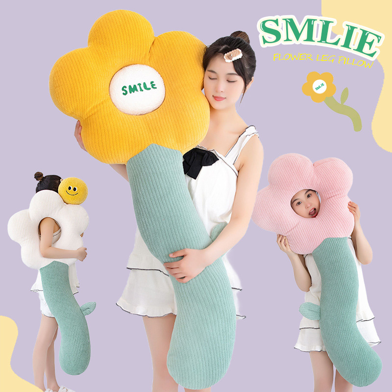 Almohada Larga en Forma de Flor de Peluche Suave para Cama y Dormitorio image 5