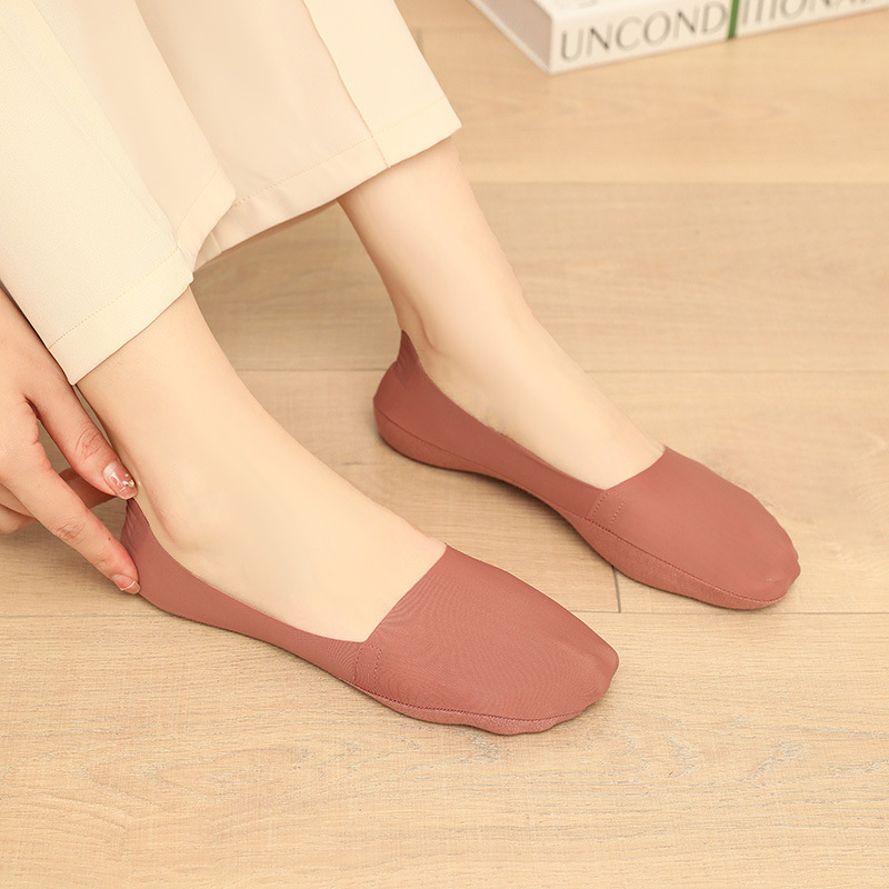 Calcetines invisibles transpirables sin costuras de seda de hielo de nylon absorbente de sudor Calcetines Bajos Calcetines de primavera y verano de algodón puro