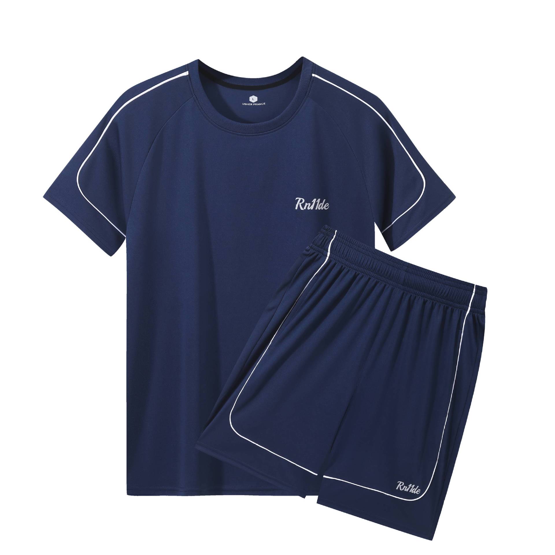 Traje deportivo Camiseta de secado rápido para hombre Camiseta de manga corta para correr ropa de fitness de verano casual de dos piezas al por mayor