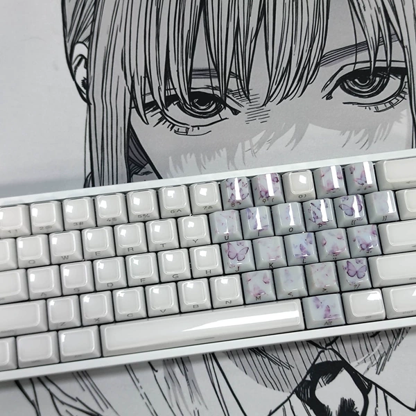 Butterfly love keycap-white and purple