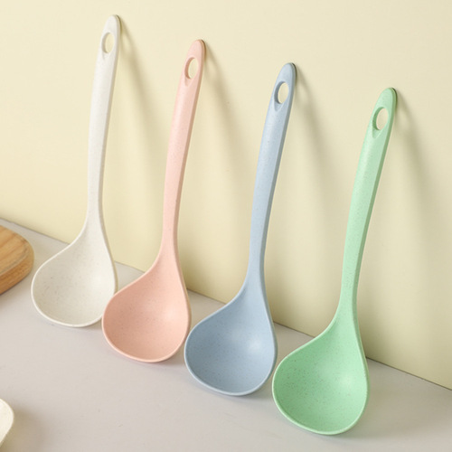 Wheat soup spoon straw household tableware soup spoon rice spoon healthy and environmentally friendly wheat fragrant round ear spoon porridge spoon