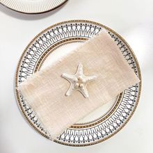 北欧风流苏纯棉餐布手撕毛边餐巾亚马逊西餐口布32X32cm