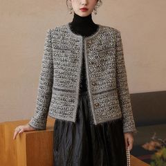 小香风外套女重工编织春秋2025新款高级装粗花呢女士减龄短款上衣