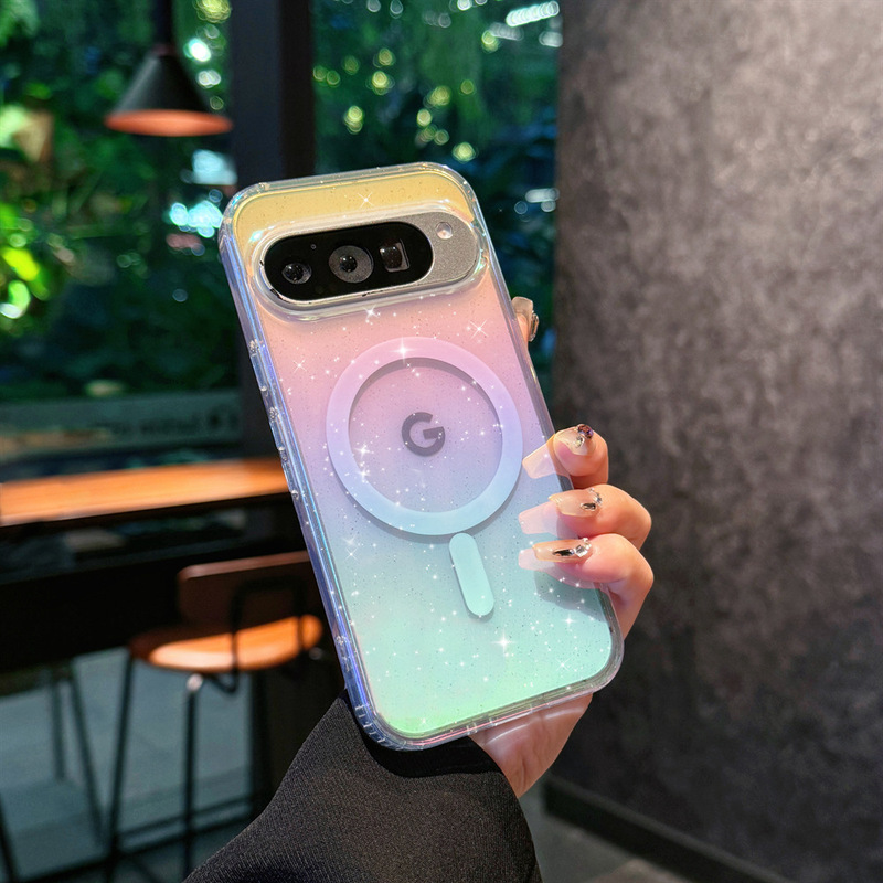 Cross-Border Applicable Google 10 Phone Case Pixel10Pro Color-Plated Glitter Laser Pixe9Proxl Protective Case