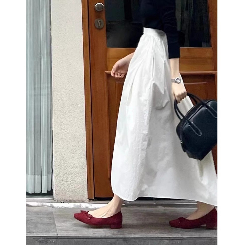 French Style High-grade White High-waist A- line Skirt Women's Summer Mid-length Hip Covering Slim Look Umbrella Skirt Tea Break Skirt French Style High-grade White High-waist A- line Skirt Women's Summer Mid-length Hip Covering Slim Look Umbrella Skirt Tea Break Skirt