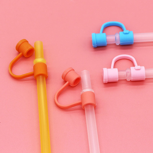 Silicone straw cap solid color straw plug 7-8mm straw dust cap candy color milk tea drink straw cover cross-border