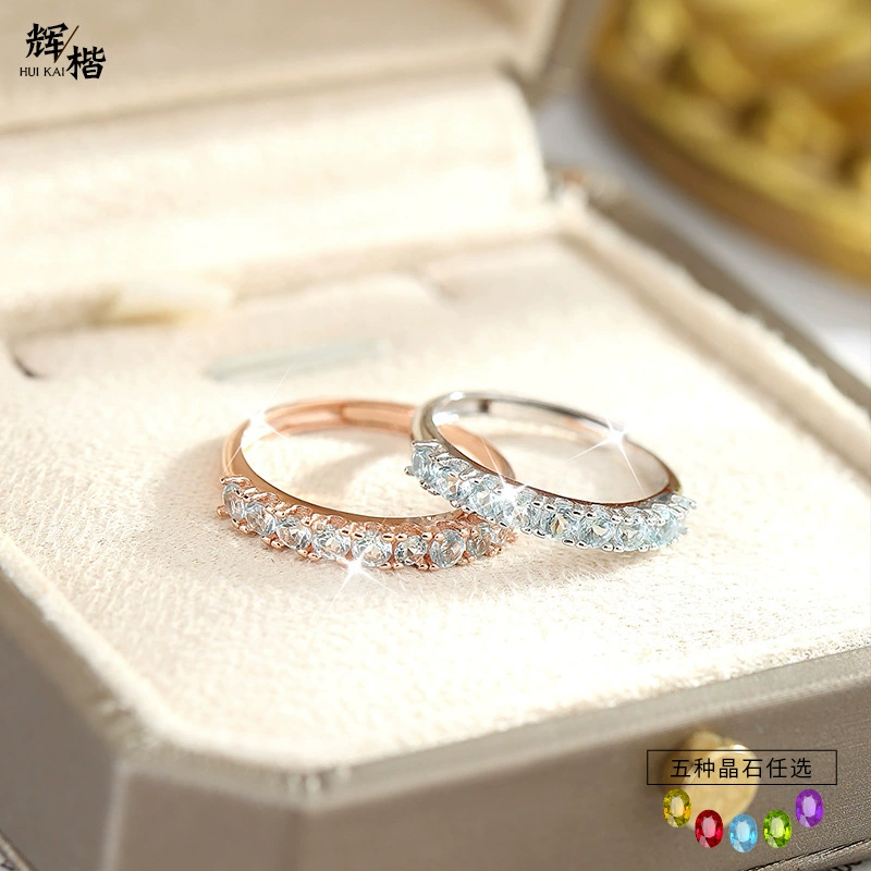 Европейское и американское модное кольцо с натуральным кристаллом для женщин, кольцо из стерлингового серебра S925 с покрытием из 18-каратного серебра, кольцо с кристаллами, чистое доступное роскошное универсальное кольцо