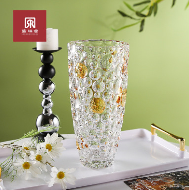 Sheng Ruitang oro checo cristal de vidrio ornamentos jarrón de alta calidad mesa de comedor de lujo sala de estar arreglos de flores hidropónicas 25cm