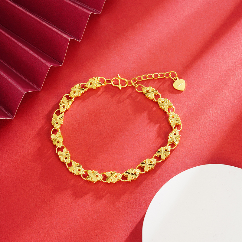 Sand oro coche flor pulsera latón plateado joyería fresca nicho temperamento simple moda pulsera vivo caliente