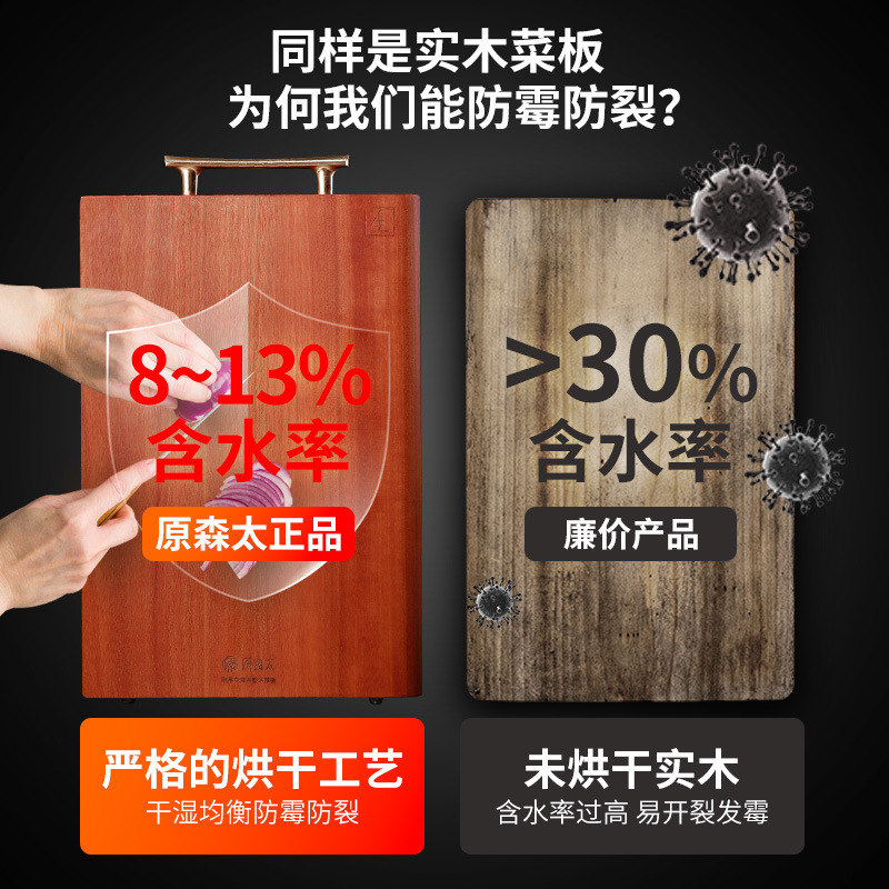 原森太花梨木整木菜板家用抗菌防霉原木砧板厨房专用实木切菜案板|undefined