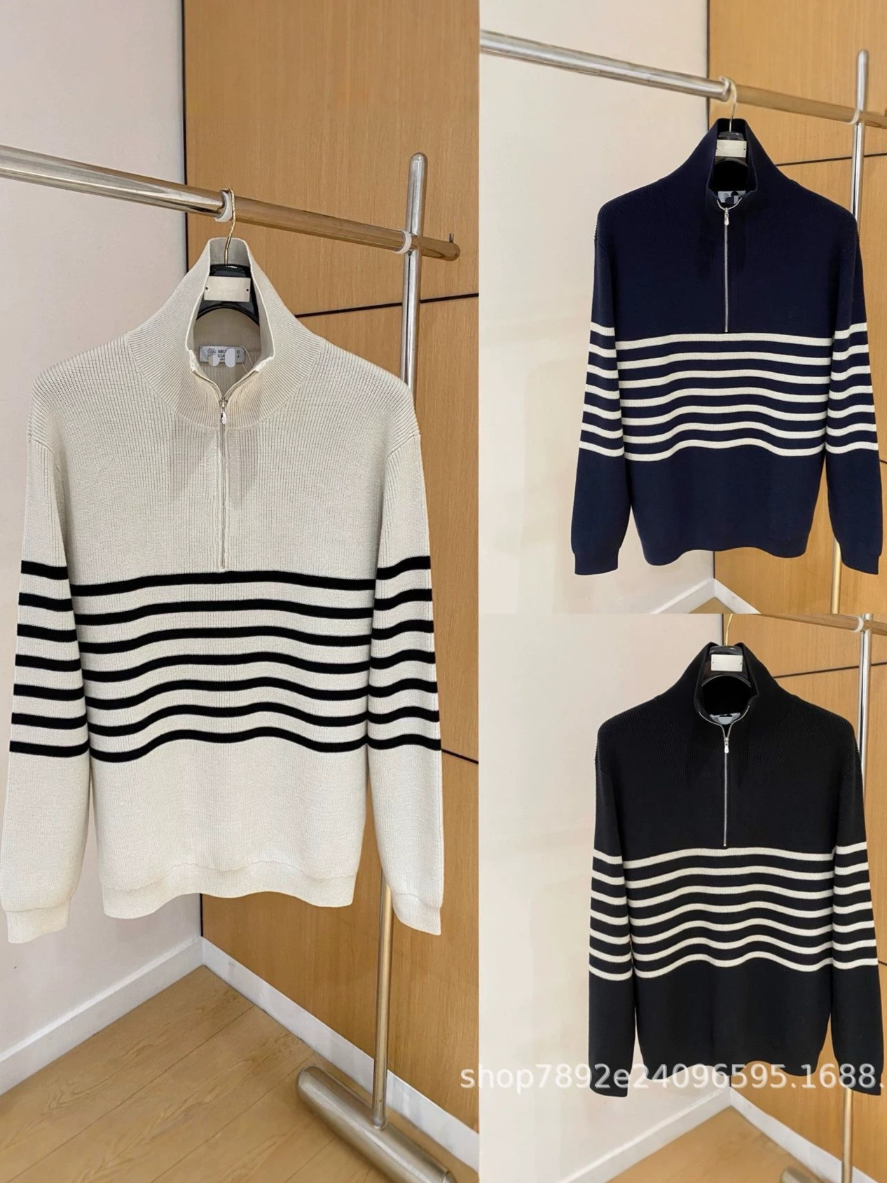 Italian BC Men's Clothing New Autumn/Winter Men's Striped Half-Zip Turn-Down Collar Knit Sweater Old Money Style Long Sleeve Sweater Trendy