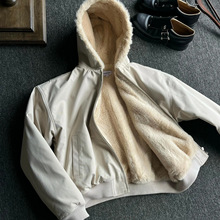 cleanfit座山雕棉服外套男冬季加绒加厚仿兔毛短款飞行员夹克棉衣