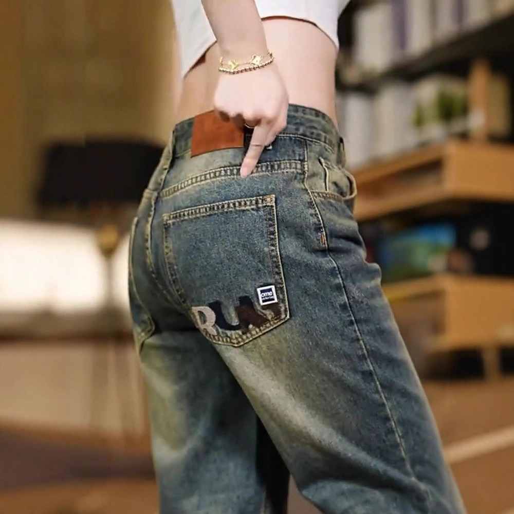 2025 Popular Spring and Autumn Harem Jeans Men's American Retro Loose Slightly Tapered Small Straight Casual Pants Men's Clothing