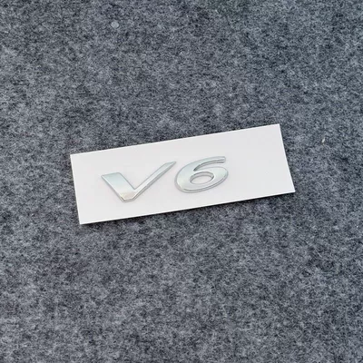 Car logo: V8 5.0 rear volume emblem - standard-v6-bright-silver