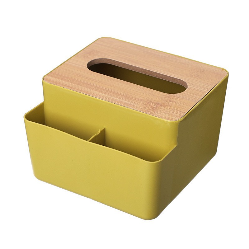 Caja de pañuelos de escritorio creativa sala de estar del hogar caja de almacenamiento de control remoto de plástico simple caja de pañuelos de bambú multifuncional