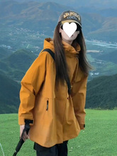 春秋新款女上衣休闲冲锋衣外套工装夹克连帽2025登山服潮运动户外