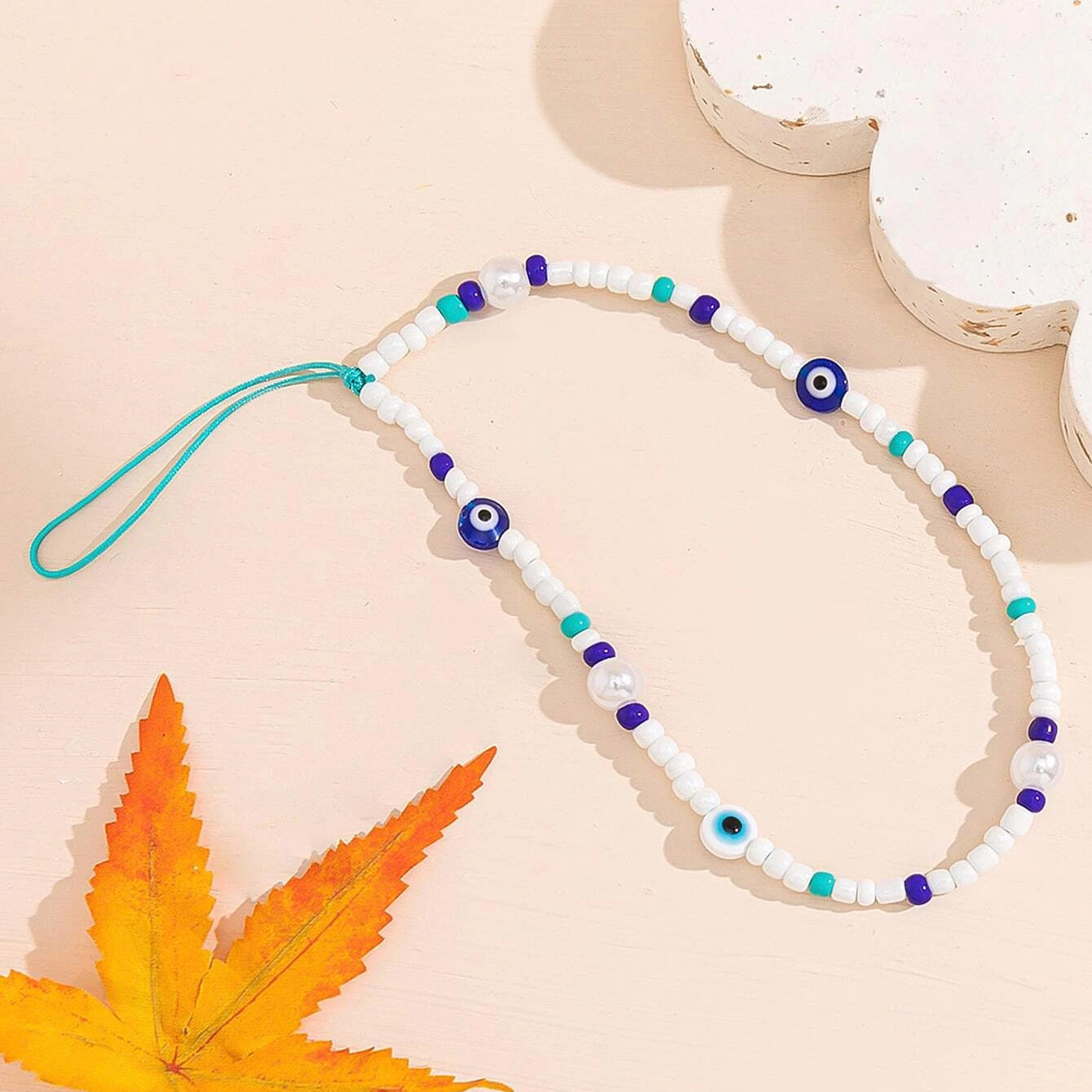 Exaggerated Style Glass Seed Bead Eye Exaggerated Mobile Phone Pendant Phone Accessories