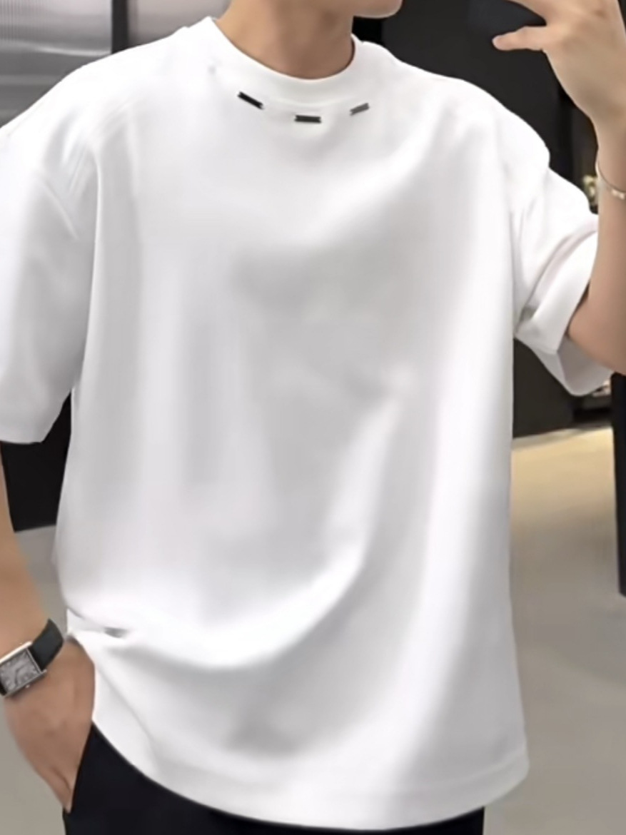 Summer fashionable trend solid color short sleeve T-shirt