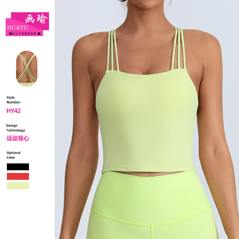 2026 nuevo producto de verano europeo y americano chaleco de yoga de mujer diseño cruzado de deporte cabina de secado rápido ropa de fitness transpirable