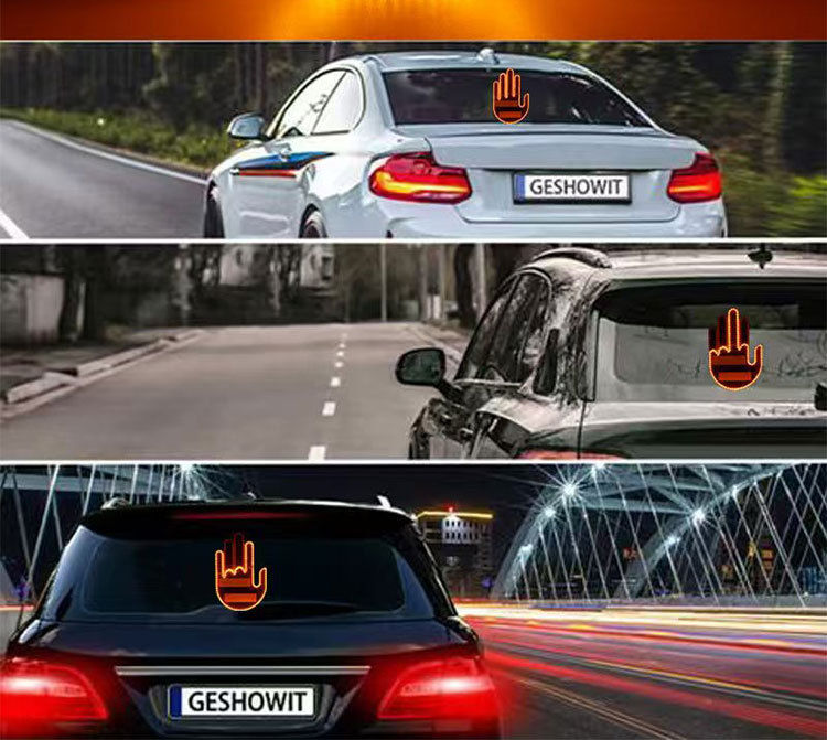 New Button-Type Car Led Fun Expression Light, Smiley Face Light, Rear Window Multi-Function Warning Gesture Light, Palm Light