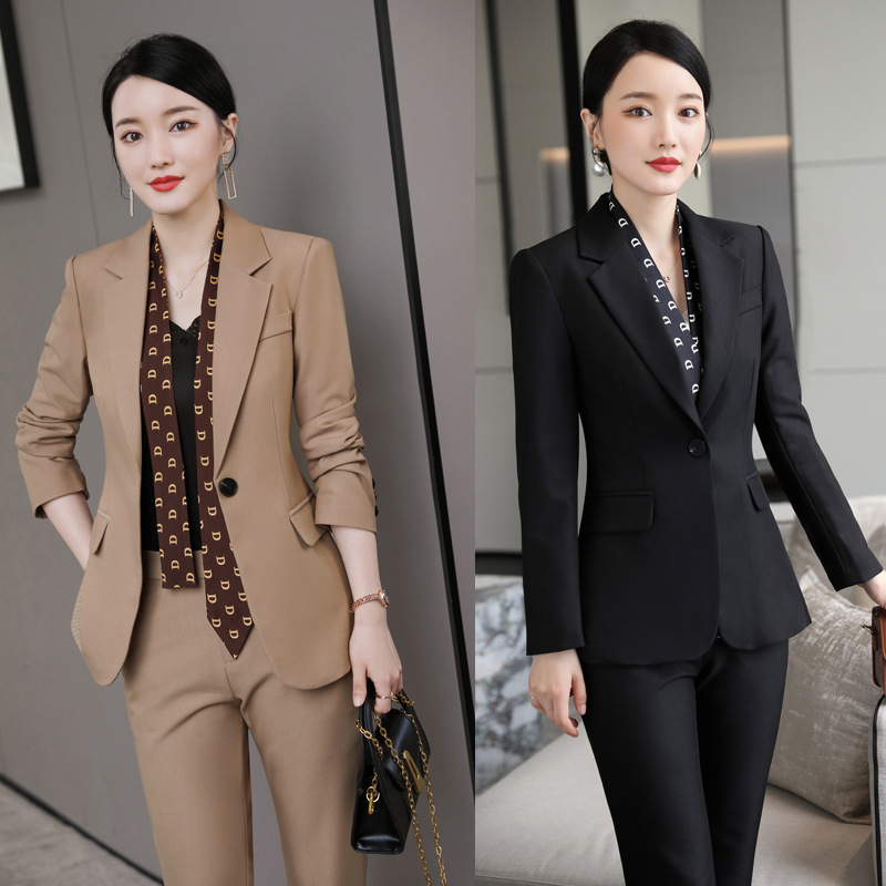 西裝外套女秋冬咖色長袖工作服職業氣質高級感西服面試正裝女套裝