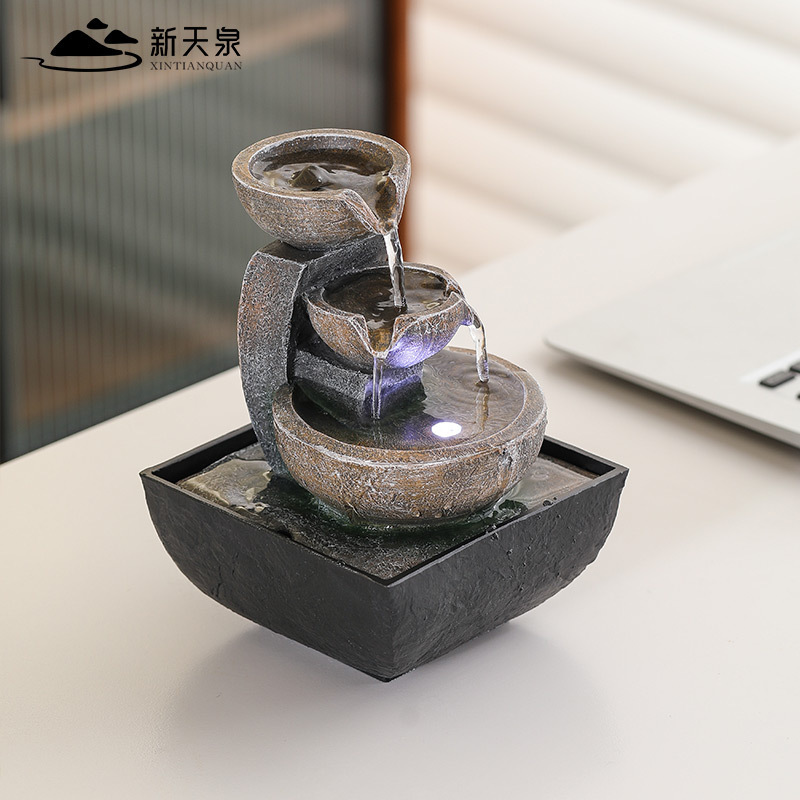 Xintianquan flowing water ornaments fortune-making landscape circulating water coffee table office desktop living room home simple decorations