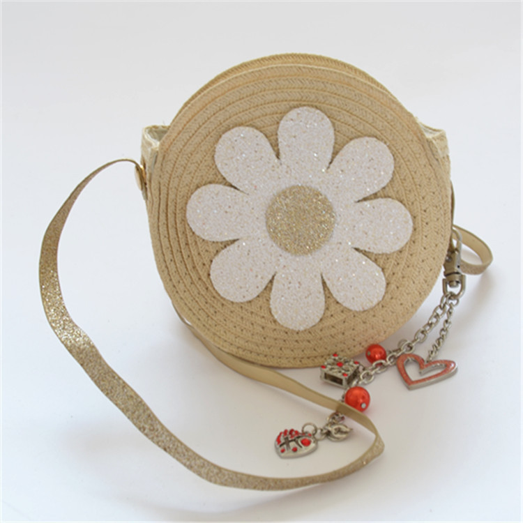 Mini children's straw bag sunflower round fashion one should