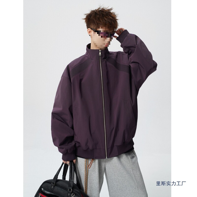 American-Style Diagonal-Cut Top for Men, New Year of the Horse Stand-Collar Jacket, Couple's Outfit, Oversized Jacket American-Style Diagonal-Cut Top for Men, New Year of the Horse Stand-Collar Jacket, Couple's Outfit, Oversized Jacket
