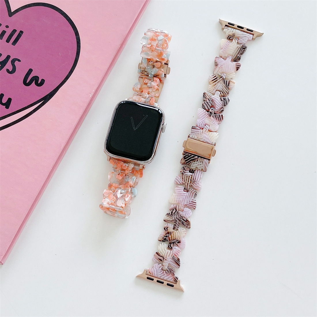 New model suitable for Apple Watch se wristband Apple 789 generation smart watch butterfly style resin strap