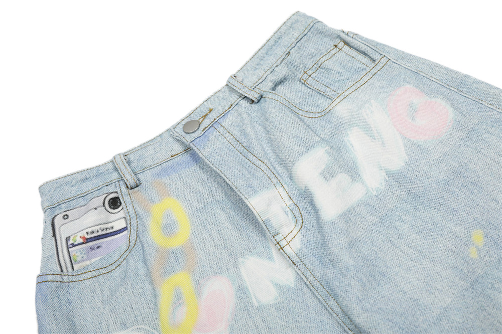 Men's Tie-Dye Gradient Jeans - High Street Vibe, Loose Fit, Wide Leg, Straight Cut, Distressed Wash, Casual Streetwear For Men ( Blue, S-XL)​_mkmklike.com