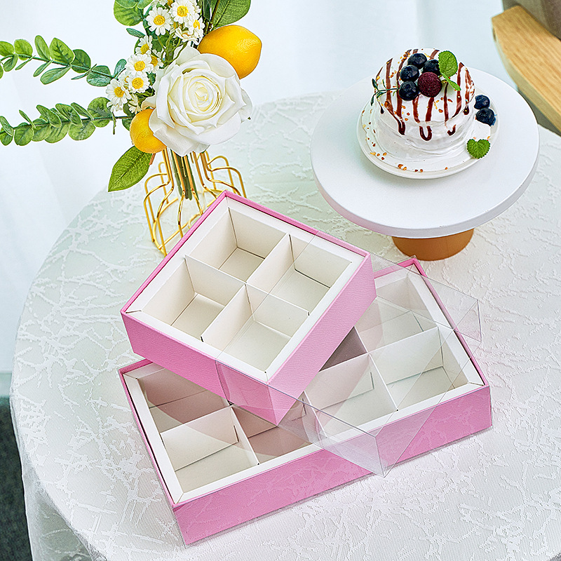 2023 New 4-Piece 6-Piece 8-Piece Korean Style Filled Fat Macarons Box Transparent Hard Gift Box Baking Dessert Box