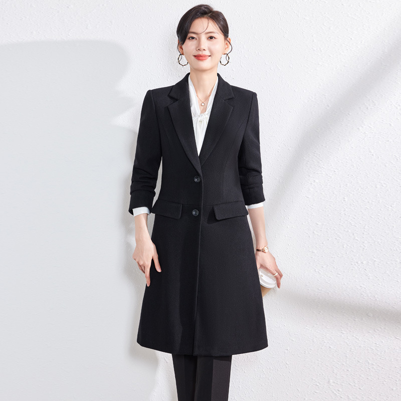 Autumn and Winter Women's Long Sleeve Professional Suit Formal Pants suit Interview Sales Work Clothes Wool Coat Coat