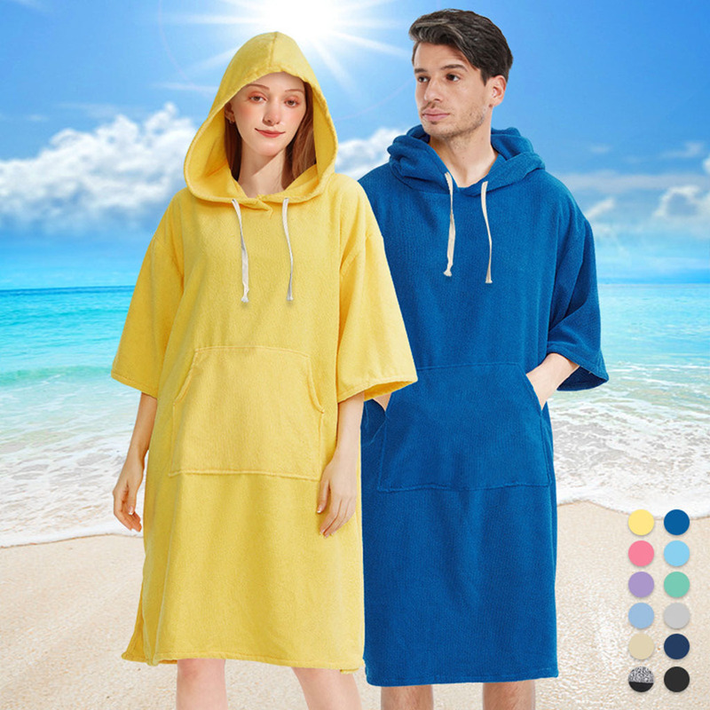 Spot Quick-Drying Cloak Double-Sided Velvet Hooded Bath Towel Absorbent Quick-Drying Diving Swimming Beach Adult Changing Shirt Bathrobe