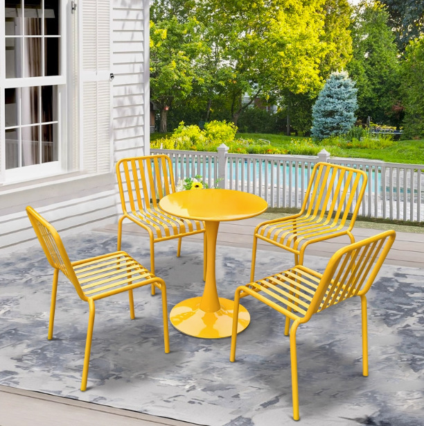 Outdoor Wrought Iron Table and Chair Leisure Courtyard Set Outdoor Table Modern Simple Terrace Tea Table Balcony Dining Table and Chair Combination