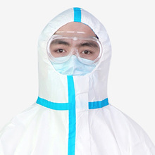 广州现货一次性透气膜贴条防护服无纺布连帽连脚工业喷漆防水大白