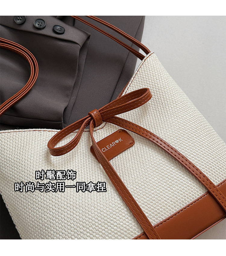 Simple and large-capacity tote bag for women 2025 new style in a two-color Korean-style casual underarm bag with a bow, fashionable and sweet Application Scenario
