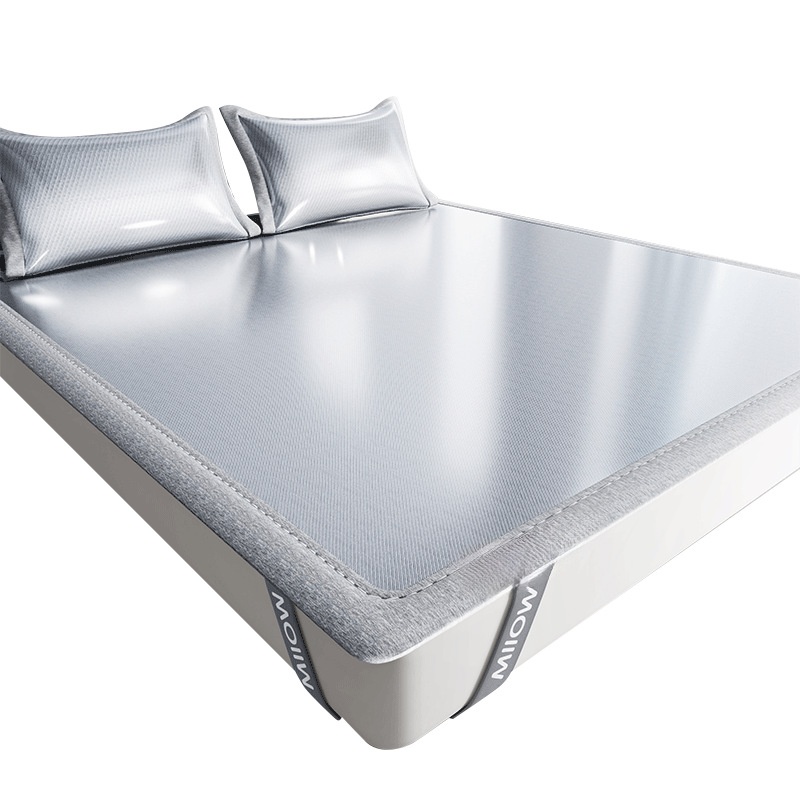 Sensación de ropa de cama fresca de verano pieza individual 2025 nueva estera de verano dormitorio cama de seda de hielo individual funda de almohada simple estera suave juego de tres piezas