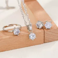Amazon Moissanite Light Роскошные универсальные простые модные универсальные нишевые высококачественные серьги, ожерелье, браслет, комплект из трех предметов