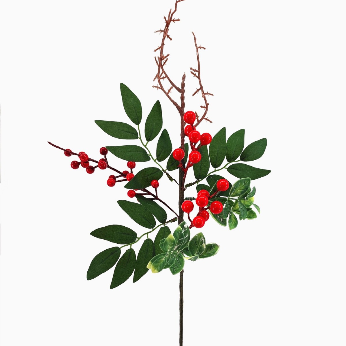 Nueva simulación transfronteriza para hacer fortuna frutas verdes hojas rojas bayas Navidad especial para el hogar decoración de bodas bayas ramas de frijoles