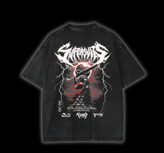 Harajuku anime print t-shirt men streetwearヴィンテージブラックts